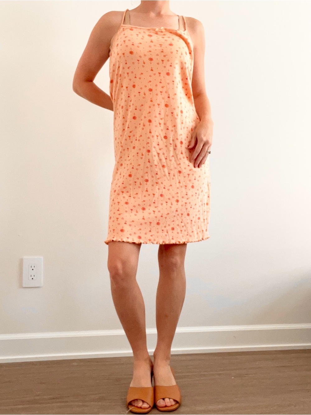 Vintage Cotton Soft Sensations Peach Floral Tank Dress